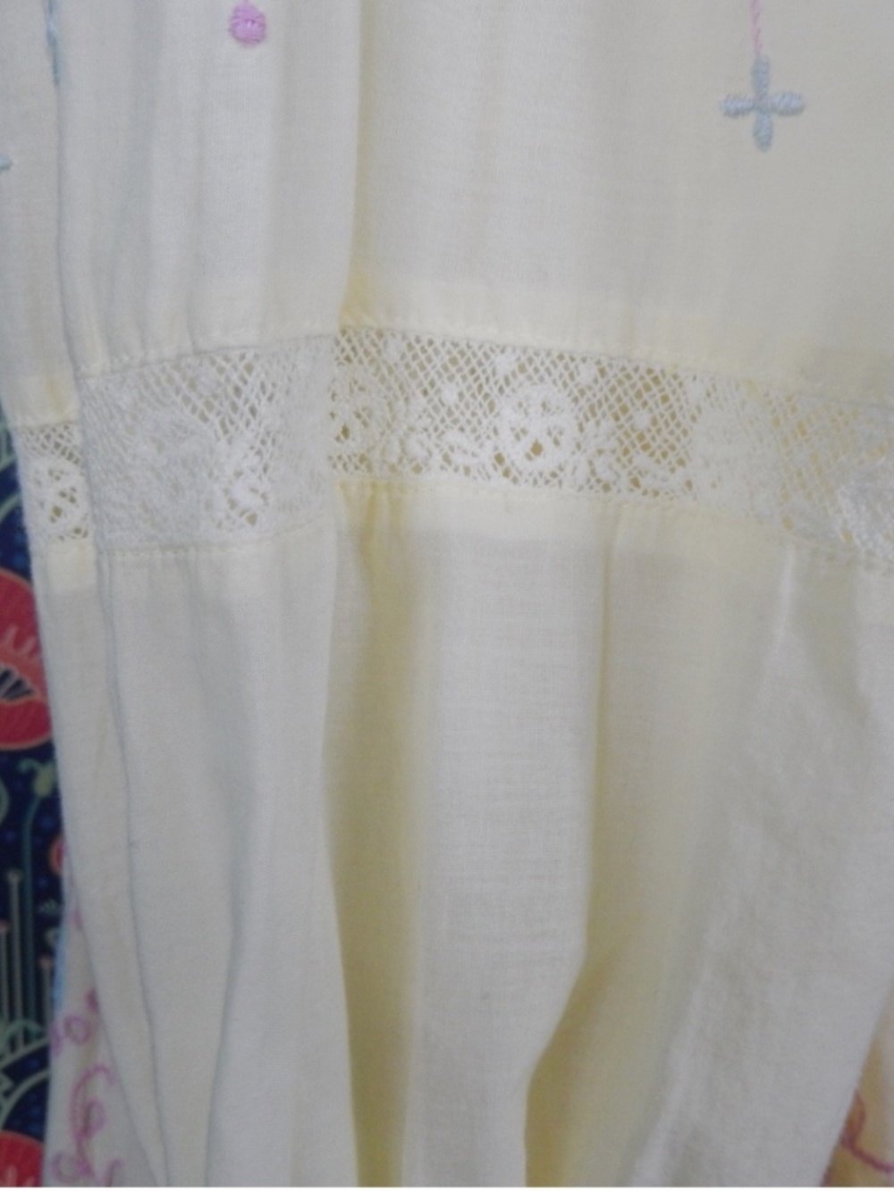 LoveShackFancy Freja Embroidered Yellow Lilac Romantic Victorian Cotton Dress 8 - Picture 7 of 8